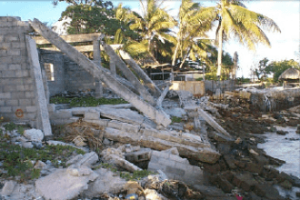 Where inappropriate development changes natural coastal processes erosion can result in property loss and huge expense in protection measures which are often unsuccessful (Photo: SOPAC)